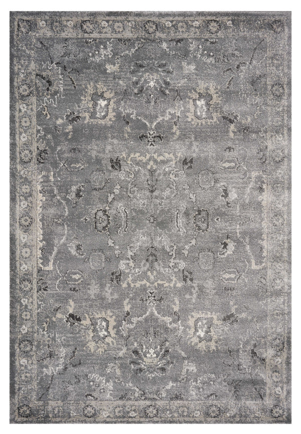 Homeroots 5' X 8' Grey Vintage Floral Bordered Indoor Area Rug  Polypropylene 352932