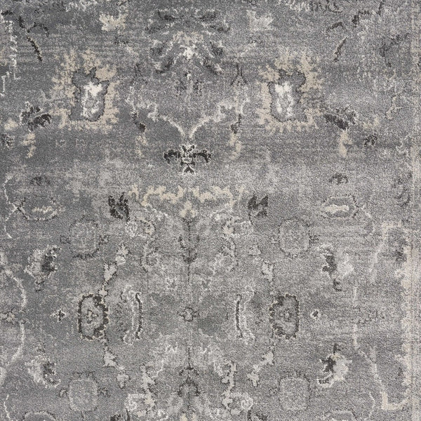 Homeroots 5' X 8' Grey Vintage Floral Bordered Indoor Area Rug  Polypropylene 352932