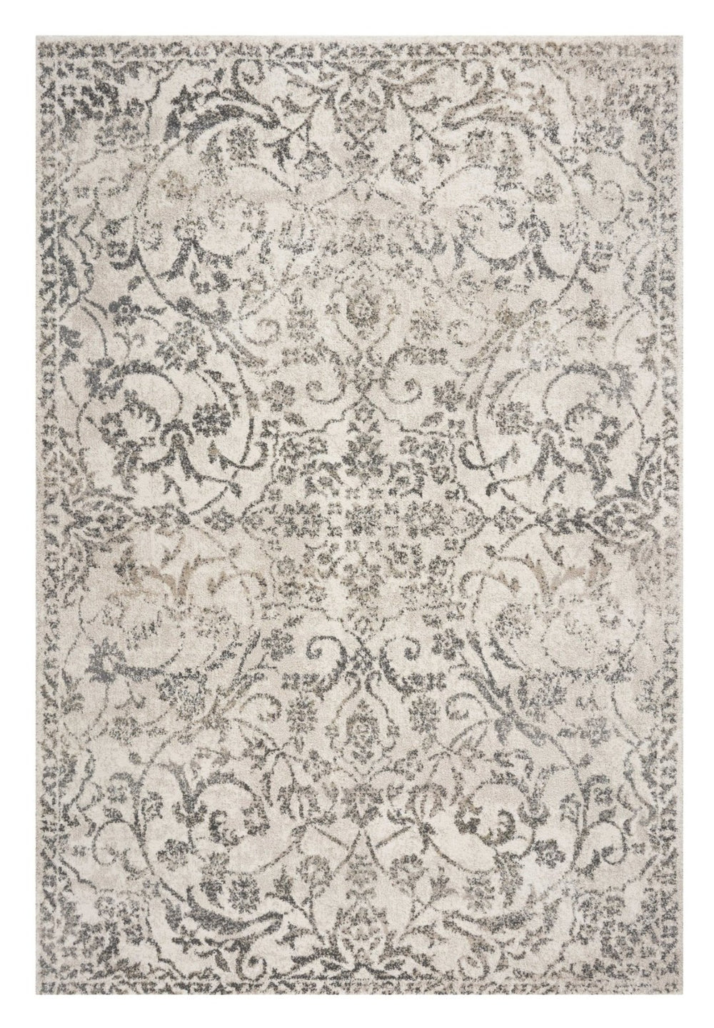 HomeRoots 8' Elegant Ivory and Brown Floral Medallion Area Rug for Vintage Charm in High-Traffic Spaces 5' X 8' 352933