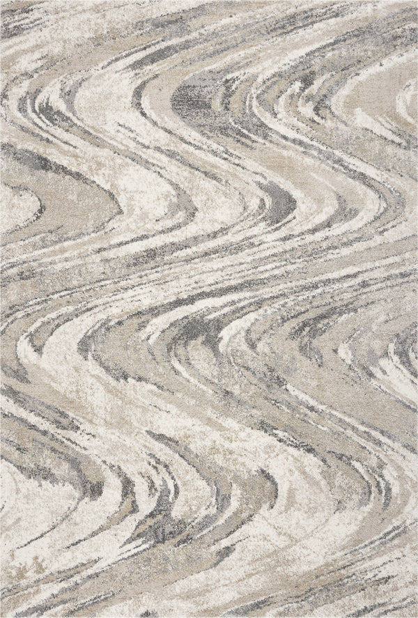 Homeroots 5' X 8' Natural Abstract Wave Brushstrokes Indoor Area Rug  Polypropylene 352934