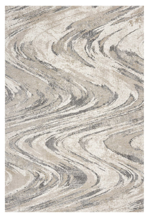 Homeroots 5' X 8' Natural Abstract Wave Brushstrokes Indoor Area Rug  Polypropylene 352934