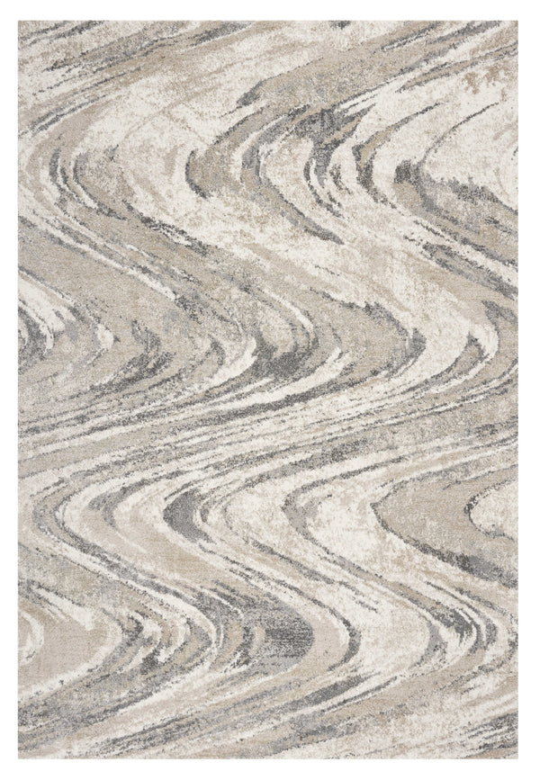 Homeroots 5' X 8' Natural Abstract Wave Brushstrokes Indoor Area Rug  Polypropylene 352934
