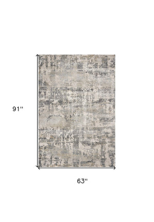HomeRoots 7' Modern Gray and Tan Abstract Area Rug – Durable, Easy-Care, Stylish Addition for Any Space 5' X 8' 352936