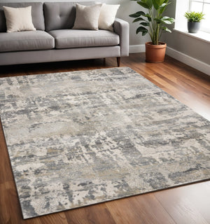 HomeRoots 7' Modern Gray and Tan Abstract Area Rug – Durable, Easy-Care, Stylish Addition for Any Space 5' X 8' 352936