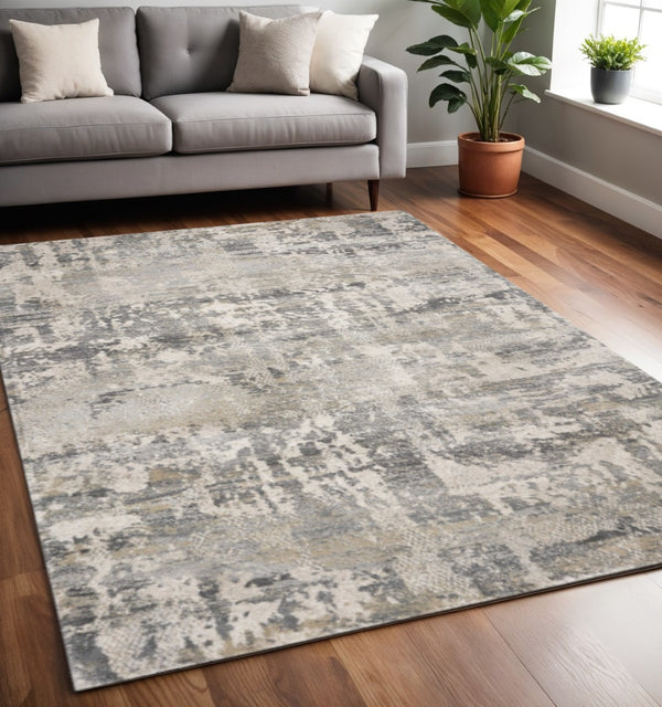 HomeRoots 7' Modern Gray and Tan Abstract Area Rug – Durable, Easy-Care, Stylish Addition for Any Space 5' X 8' 352936