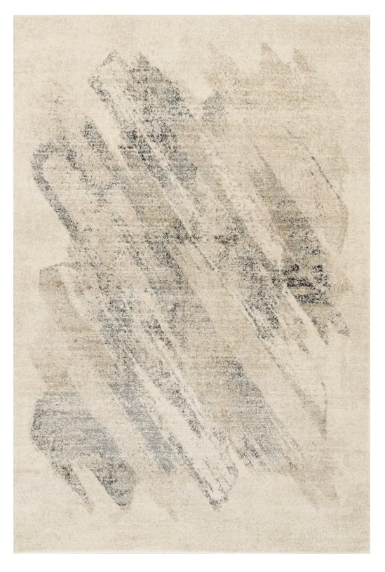 Homeroots 5' X 8' Ivory Grey Machine Woven Abstract Brushstrokes Indoor Area Rug  Polypropylene 352937