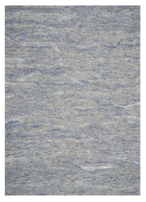 HomeRoots 7' Luxurious Hand-Tufted Wool Area Rug with Abstract Blue and Beige Design for Modern Interiors 5' X 7' 352947