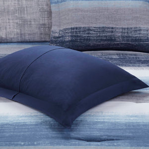 English Elm 9-piece Queen Watercolor Stripe Comforter Set with Cotton Blend Sheets and Bed Skirt B035P408256