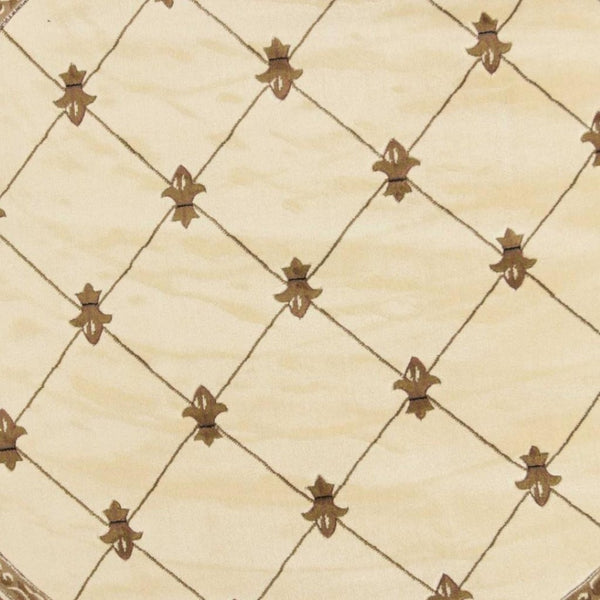 HomeRoots 8' Elegant Ivory and Brown Floral Vine Rug for Living Rooms, Dining Areas, and Entryways 8' Round 352957