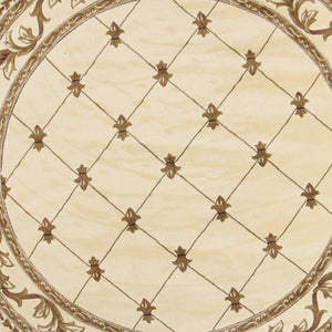 HomeRoots 8' Elegant Ivory and Brown Floral Vine Rug for Living Rooms, Dining Areas, and Entryways 8' Round 352957