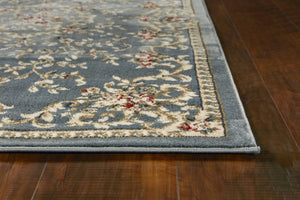 HomeRoots 8' Slate Blue Red Ivory Floral Medallion Rug – Timeless Elegance, Durable, Stain-Resistant Design 8' X 10' 352965