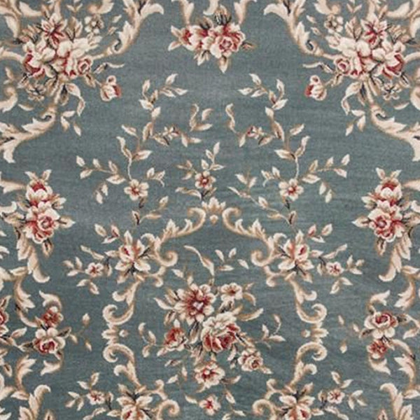 HomeRoots 8' Slate Blue Red Ivory Floral Medallion Rug – Timeless Elegance, Durable, Stain-Resistant Design 8' X 10' 352965
