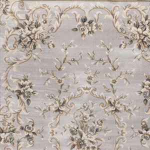 HomeRoots 9' Timeless Light Gray Floral Medallion Area Rug - Durable, Stain-Resistant Design for High-Traffic Areas 8' X 10' 352966
