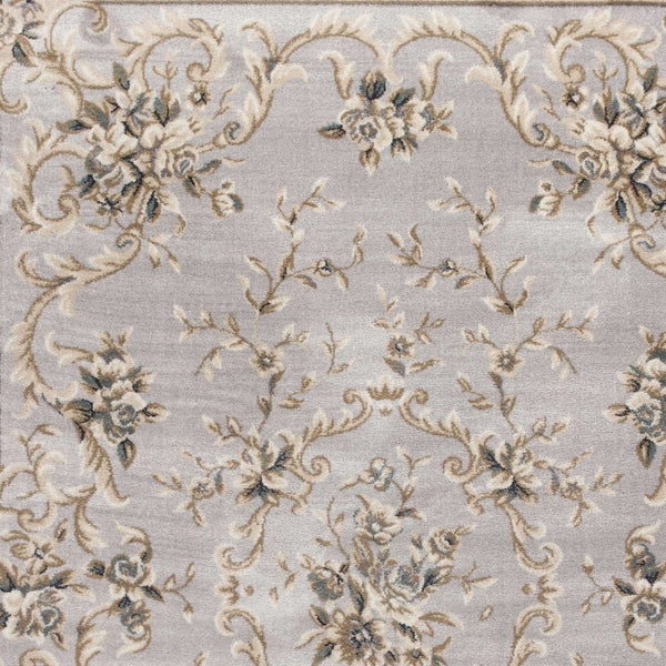 HomeRoots 9' Timeless Light Gray Floral Medallion Area Rug - Durable, Stain-Resistant Design for High-Traffic Areas 8' X 10' 352966