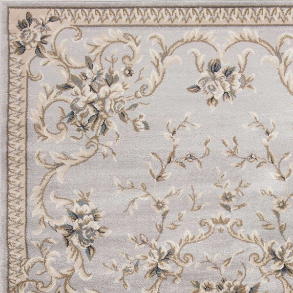 HomeRoots 9' Timeless Light Gray Floral Medallion Area Rug - Durable, Stain-Resistant Design for High-Traffic Areas 8' X 10' 352966