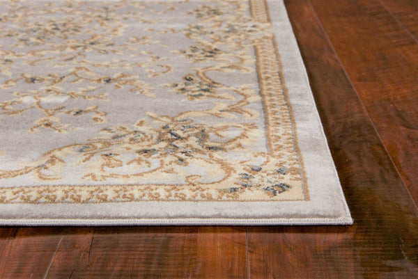 HomeRoots 9' Timeless Light Gray Floral Medallion Area Rug - Durable, Stain-Resistant Design for High-Traffic Areas 8' X 10' 352966