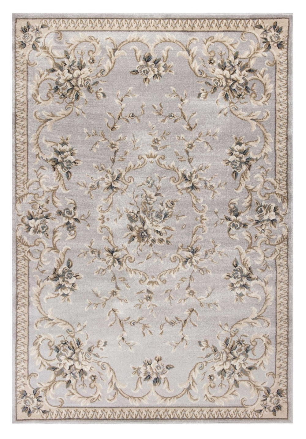 HomeRoots 9' Timeless Light Gray Floral Medallion Area Rug - Durable, Stain-Resistant Design for High-Traffic Areas 8' X 10' 352966