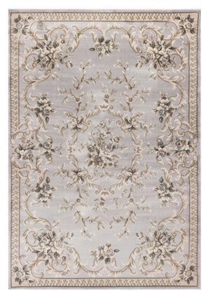 HomeRoots 9' Timeless Light Gray Floral Medallion Area Rug - Durable, Stain-Resistant Design for High-Traffic Areas 8' X 10' 352966