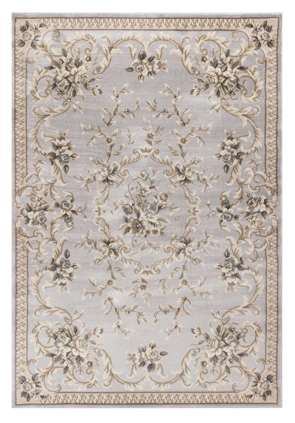 HomeRoots 9' Timeless Light Gray Floral Medallion Area Rug - Durable, Stain-Resistant Design for High-Traffic Areas 8' X 10' 352966