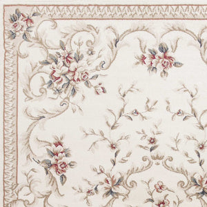 HomeRoots 8' Elegant Ivory Floral Medallion Area Rug with Red and Green Accents for Timeless Home Style 8' X 10' 352967