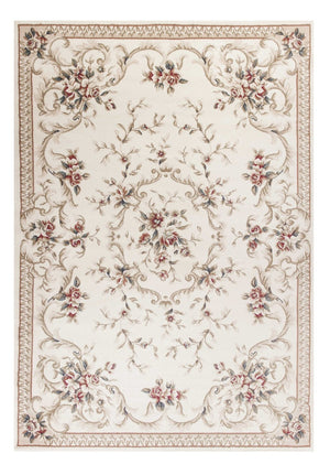 HomeRoots 8' Elegant Ivory Floral Medallion Area Rug with Red and Green Accents for Timeless Home Style 8' X 10' 352967