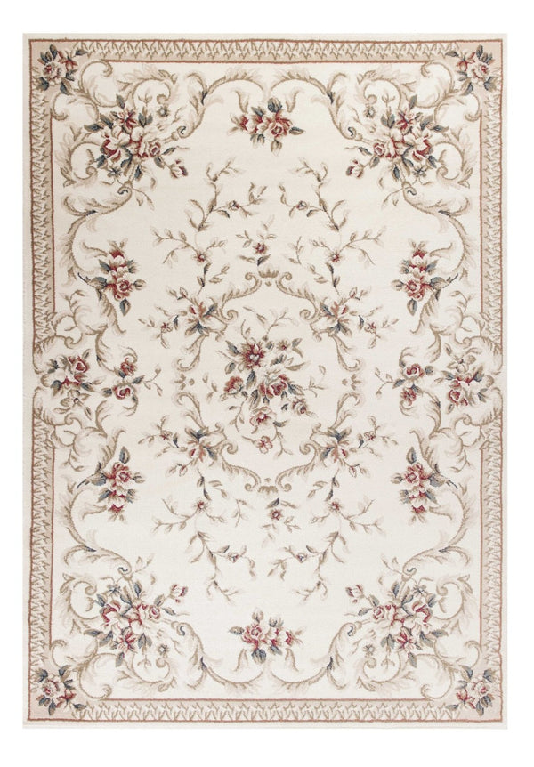 HomeRoots 8' Elegant Ivory Floral Medallion Area Rug with Red and Green Accents for Timeless Home Style 8' X 10' 352967