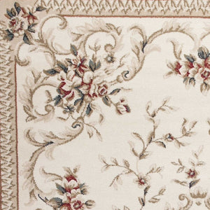 HomeRoots 8' Elegant Ivory Floral Medallion Area Rug with Red and Green Accents for Timeless Home Style 8' X 10' 352967