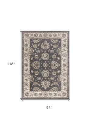 Homeroots 8' X 10' Grey Ivory Floral Indoor Area Rug  Polypropylene 352968