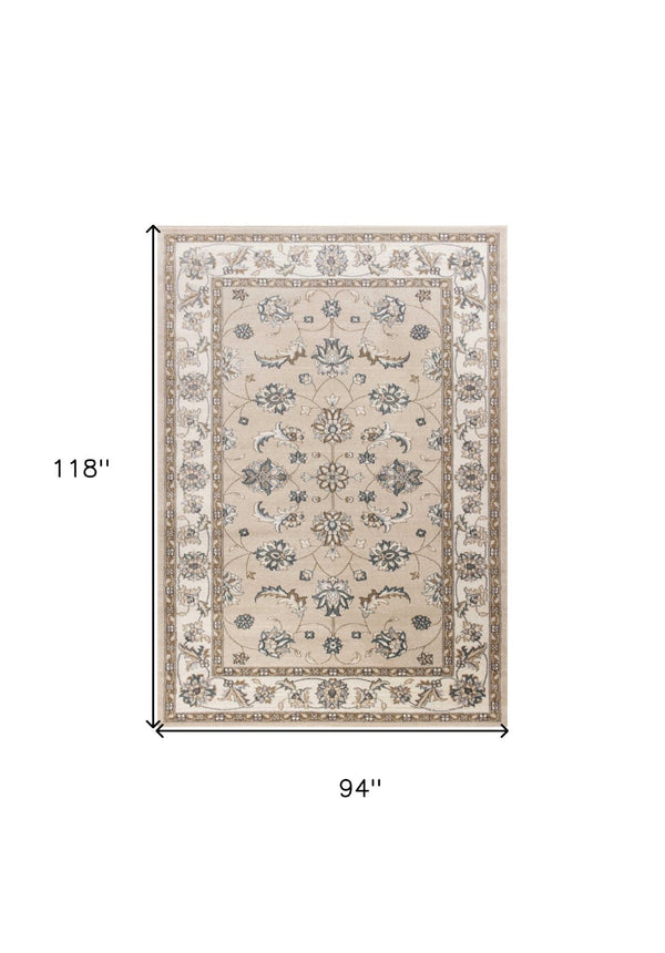 HomeRoots 9' Elegant Beige and Ivory Floral Medallion Area Rug – Timeless Design for Classic Living Spaces 8' X 10' 352969