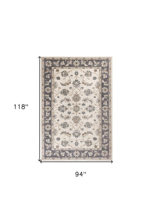 Homeroots 8' X 10' Ivory Grey Floral Indoor Area Rug  Polypropylene 352970