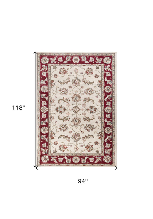 HomeRoots 8' Red and Ivory Floral Medallion Area Rug – Timeless Elegance for Living Rooms and Bedrooms 8' X 10' 352971