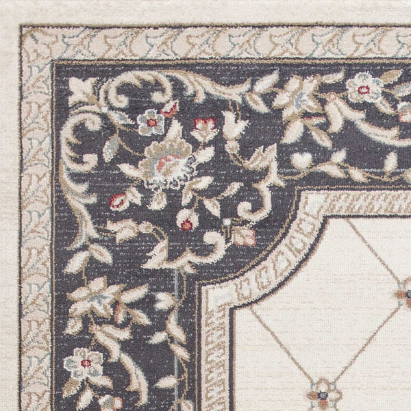 HomeRoots 8' Ivory and Gray Floral Area Rug - Durable, Stain-Resistant Design for Timeless Style and Comfort 8' X 10' 352972