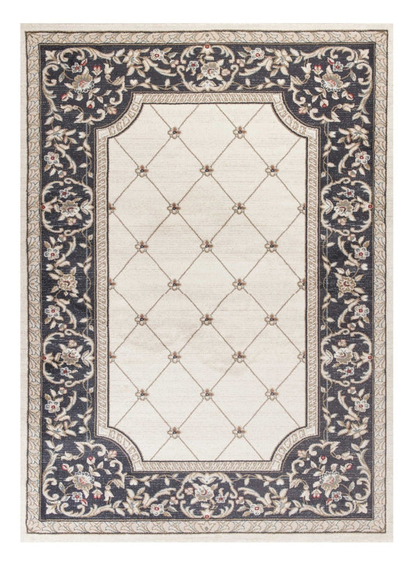 HomeRoots 8' Ivory and Gray Floral Area Rug - Durable, Stain-Resistant Design for Timeless Style and Comfort 8' X 10' 352972