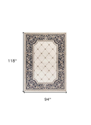 HomeRoots 8' Ivory and Gray Floral Area Rug - Durable, Stain-Resistant Design for Timeless Style and Comfort 8' X 10' 352972
