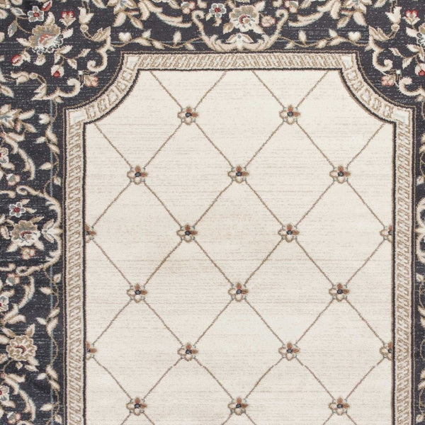 HomeRoots 8' Ivory and Gray Floral Area Rug - Durable, Stain-Resistant Design for Timeless Style and Comfort 8' X 10' 352972