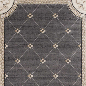 HomeRoots 8' Gray and Ivory Floral Round Rug - Elegant Traditional Design for High-Traffic Living Spaces 8' X 10' 352973