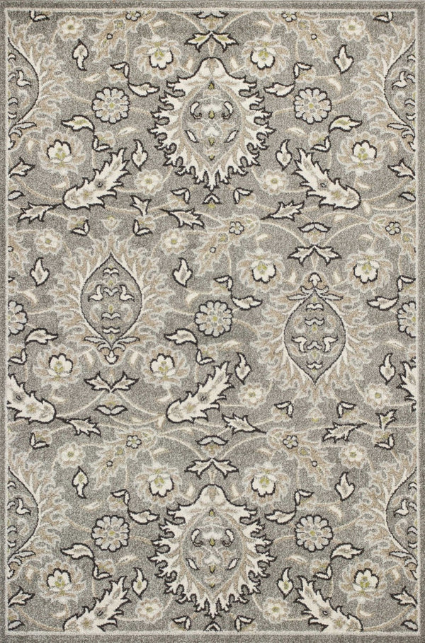 HomeRoots 8' Gray Damask Area Rug - Elegant Indoor-Outdoor Design, Durable & Low-Maintenance for Any Space 8' x 11' 352974