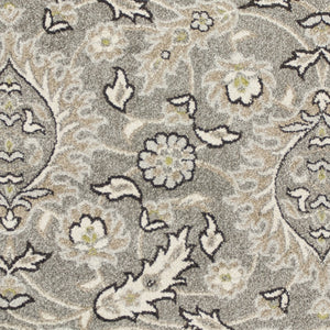 HomeRoots 8' Gray Damask Area Rug - Elegant Indoor-Outdoor Design, Durable & Low-Maintenance for Any Space 8' x 11' 352974