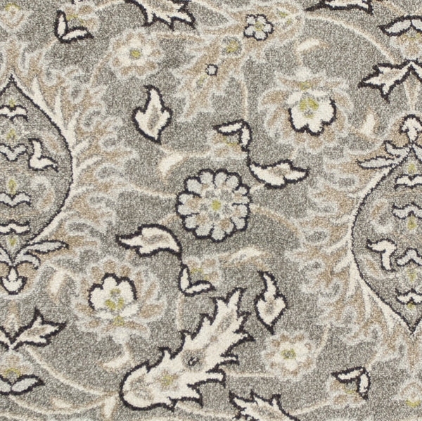 HomeRoots 8' Gray Damask Area Rug - Elegant Indoor-Outdoor Design, Durable & Low-Maintenance for Any Space 8' x 11' 352974
