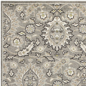 HomeRoots 8' Gray Damask Area Rug - Elegant Indoor-Outdoor Design, Durable & Low-Maintenance for Any Space 8' x 11' 352974