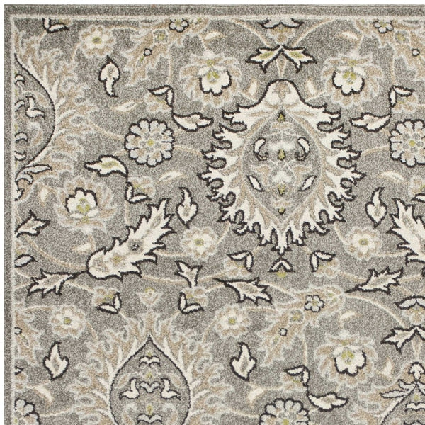 HomeRoots 8' Gray Damask Area Rug - Elegant Indoor-Outdoor Design, Durable & Low-Maintenance for Any Space 8' x 11' 352974