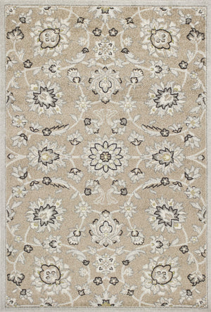 Homeroots 7' X 11' Beige Or Grey Floral Vines Uv Treated Indoor Area Rug  Polypropylene 352976