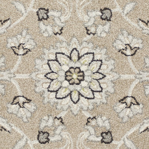 Homeroots 7' X 11' Beige Or Grey Floral Vines Uv Treated Indoor Area Rug  Polypropylene 352976