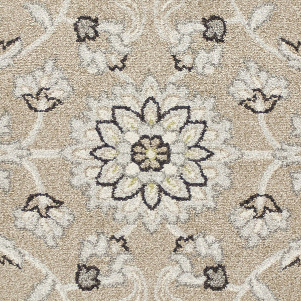 Homeroots 7' X 11' Beige Or Grey Floral Vines Uv Treated Indoor Area Rug  Polypropylene 352976