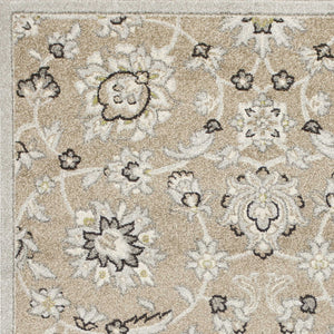 Homeroots 7' X 11' Beige Or Grey Floral Vines Uv Treated Indoor Area Rug  Polypropylene 352976