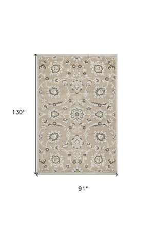 Homeroots 7' X 11' Beige Or Grey Floral Vines Uv Treated Indoor Area Rug  Polypropylene 352976