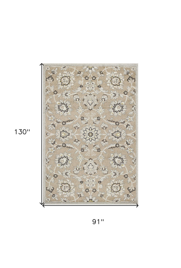 Homeroots 7' X 11' Beige Or Grey Floral Vines Uv Treated Indoor Area Rug  Polypropylene 352976
