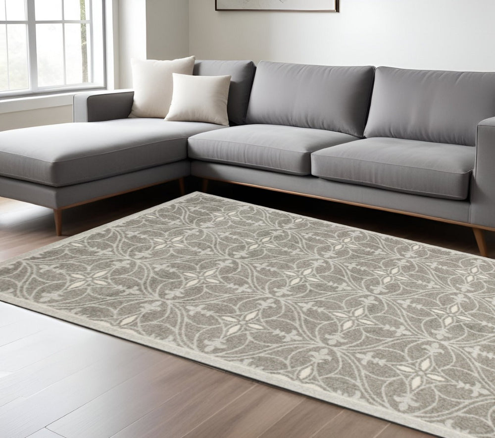 HomeRoots 8' X 11' Gray Area Rug - Durable, UV-Protected, Contemporary Design for Indoor & Outdoor Use 352978