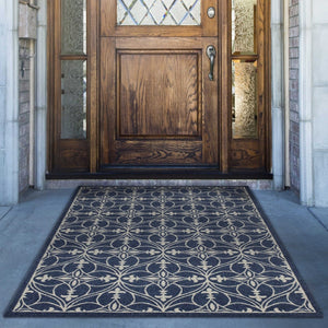 HomeRoots 8' Denim Blue Moroccan Area Rug for Indoor and Outdoor Use - Durable, Easy Care, Coastal Charm 8' x 11' 352979