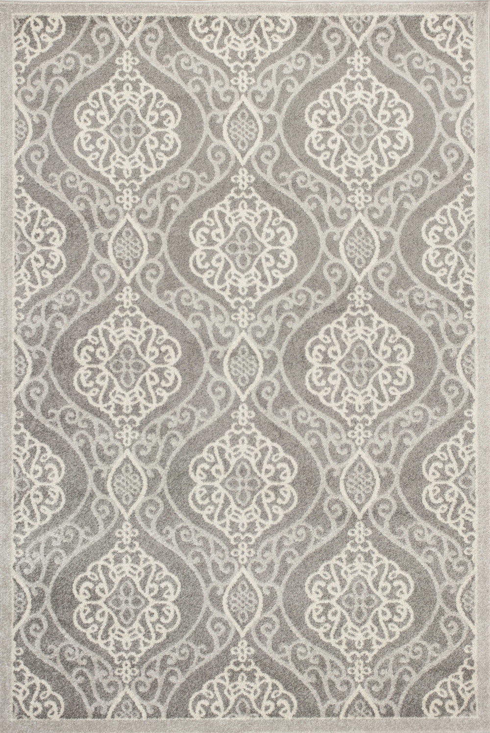 Homeroots 7' X 11' Silver Geometric Mosaic Uv Treated Indoor Area Rug  Polypropylene 352980